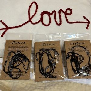 Bracelets 3 per pack. Three hearts in each. One solid heart 3 open hearts.